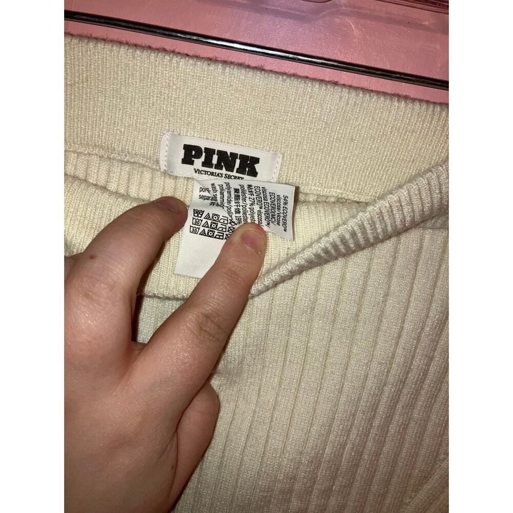 PINK Victoria’s Secret High Rise Ribbed Lounge Knit Shorts Cream Size XS - Picture 3 of 5
